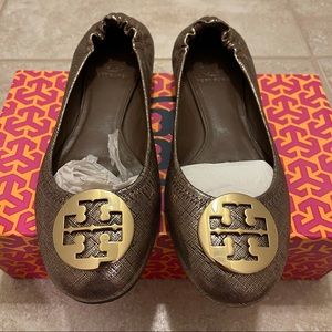 Like New Tory Burch Ballerina Flats Gold/Bronze